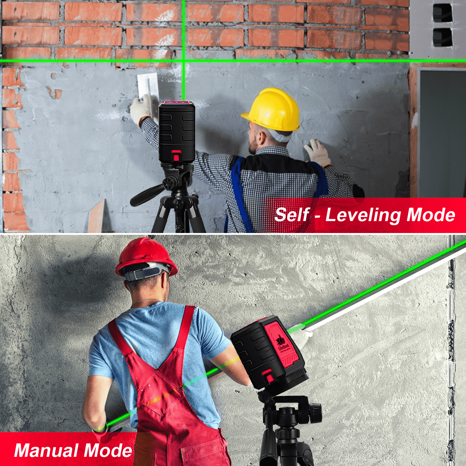 Laser Level with Tripod, Self Leveling Cross Line Lasers, Green Beam Leveler Tool, with Self-leveling, Manual, Pulse Mode, Lazer Level with 360 Degree Magnetic Base and Battery