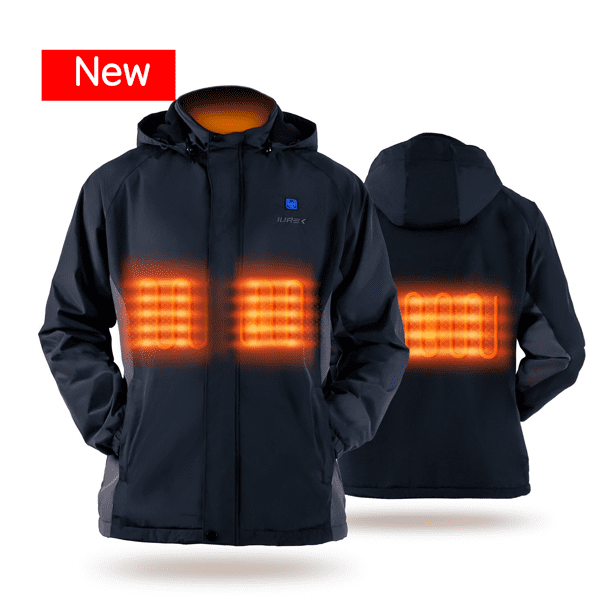 IUREK Unisex Electric Heated Jacket with 7.4V Battery Pack, Heated Clothing  with Detachable Hood, Black - Walmart.com