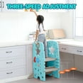 thumbnail image 3 of UNICOO® Multifunctional Kids Step Stool with Double Safety Rails, Height Adjustable, Toddler Tower for Kitchen Countertop and Bathroom with Big Drawing Board & Games (OMLT-Mint Green), 3 of 7