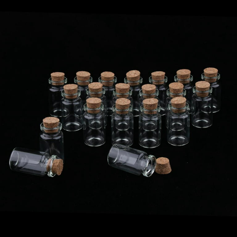 JIUYUE 10pcs 20ml Glass Bottles with Cork,Storage Bottles for Liquids(0.67 oz-1.45x1.57 inch)