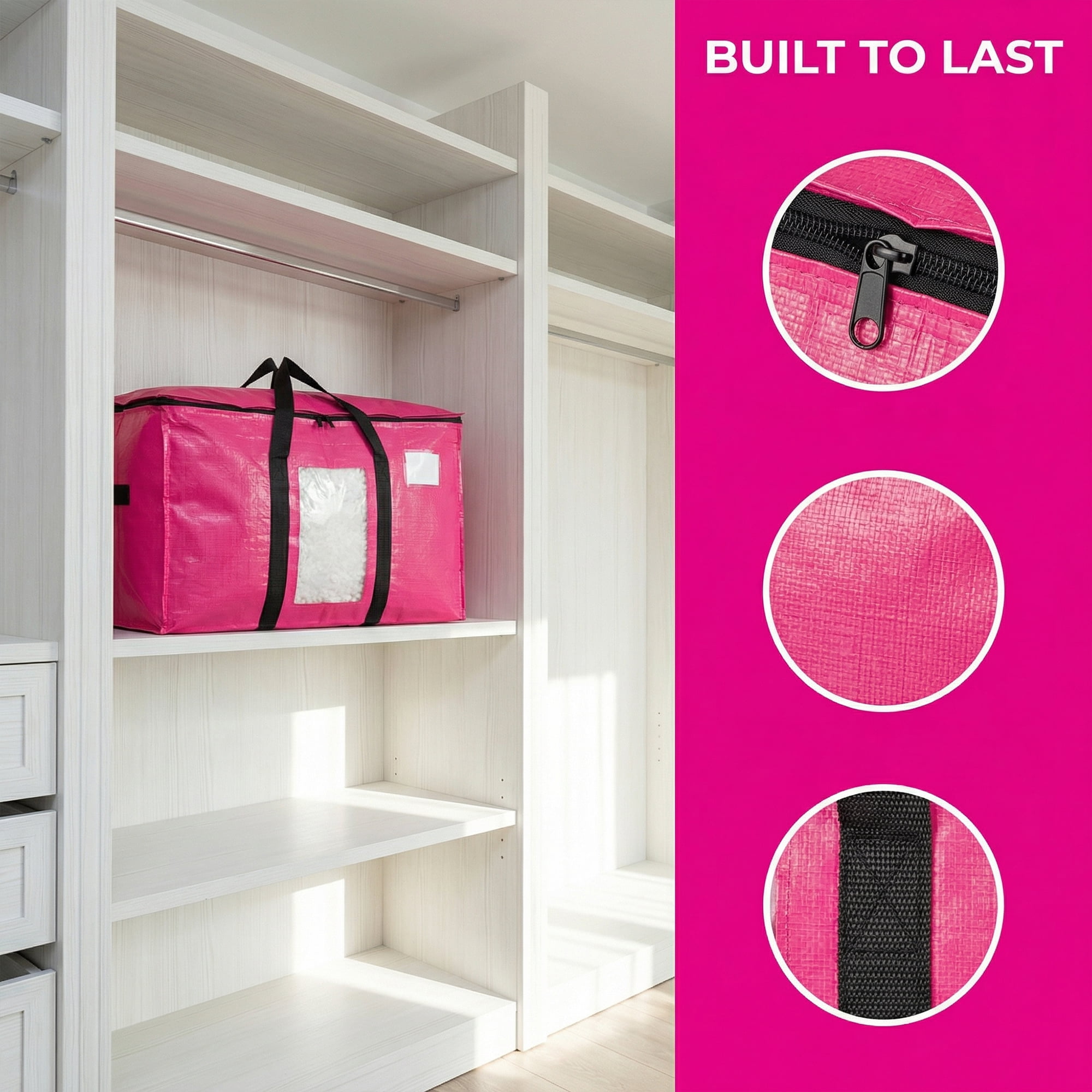 Unique Bargains Storage Bags for and Closet with Handles Light Pink 27.56"x13.78"x16.54"