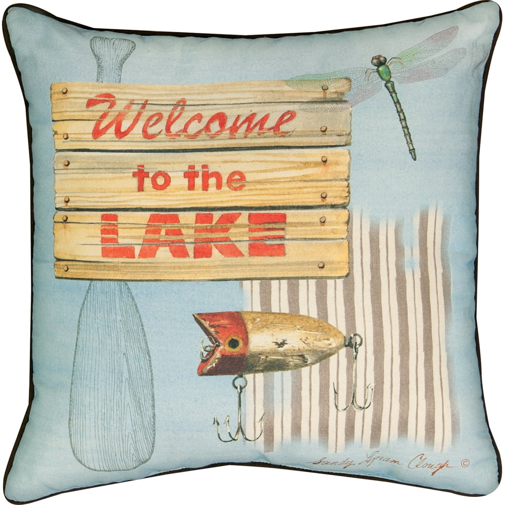 18" Blue to the Lake" Themed Decorative Throw Pillow Walmart