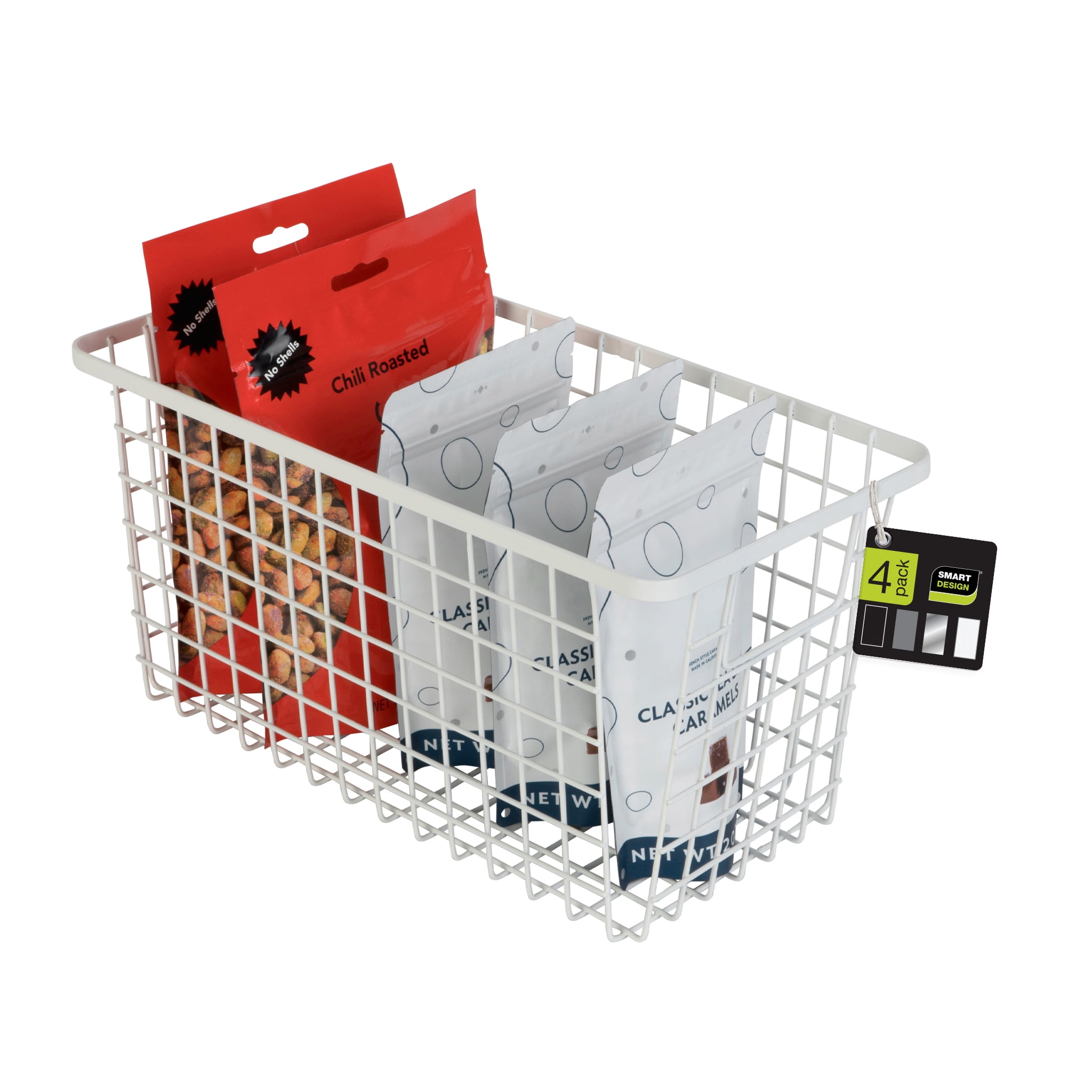 Smart Design  Nestable Basket Set - 6 x 6 x 12 inch - Set of 2- White