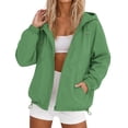 thumbnail image 3 of Women's Solid Color Spring Autumn Sports Windbreaker Jacket, Lightweight Water Resistant Casual Coat with Full Zip, for Daily Active Wear or Outdoor Hiking Green, 3 of 10