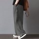 thumbnail image 4 of Pantalones de pierna ancha de lino de algodón para mujer, bolsillos en la cintura elástica Eccomum Gris/XX-grande, 4 of 7