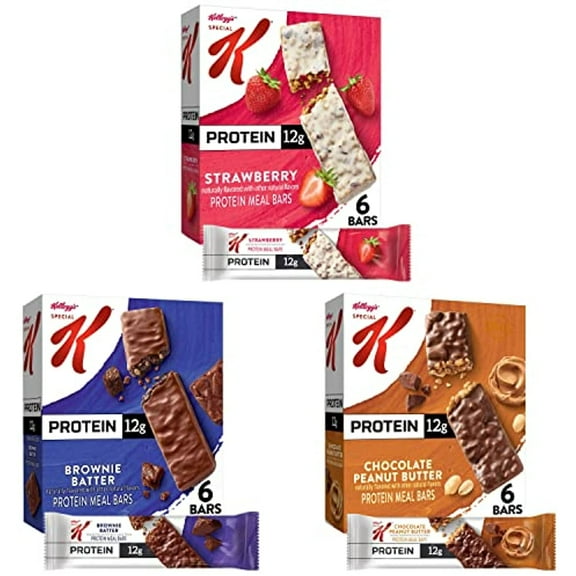 Kelloggs Special K Protein Bars, Meal Replacement, Bulk Protein Snacks, Variety Pack, 28.5Oz Case (18 Bars)