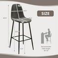 thumbnail image 3 of Costway Set of 2 Bar Stools 29.5" Velvet Upholstered High Back Bar Chairs Kitchen Grey, 3 of 7