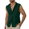 thumbnail image 1 of Sleeveless Linen-Blend Blazer for Men, Solid Color with Button Closure and Notched Lapel, Lightweight Summer Casual Coat, 1 of 6