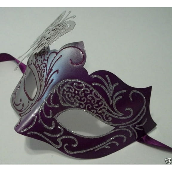 Purple Silver Butterfly laser cut Mardi Gras Masquerade Mask Adult