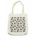 thumbnail image 1 of Black and White Tote Bag, Lion with Dotted Rectangle Pattern Hand Drawn Monochrome Illustration, Cloth Linen Reusable Bag for Shopping Books Beach and More, 16.5" X 14", Cream, by Ambesonne, 1 of 2