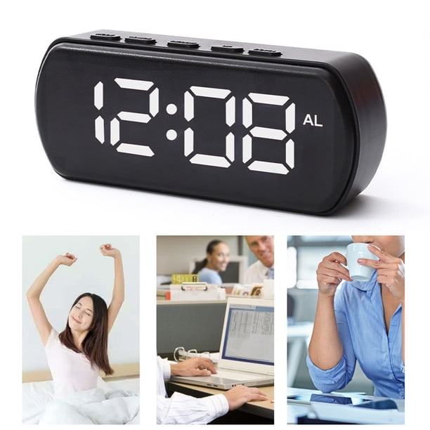 Reloj despertador digital LED simple con pantalla digital grande, moderno, con múltiples funciones, para escritorio, mesita de noche, estudio, cocina. Reloj despertador digital.