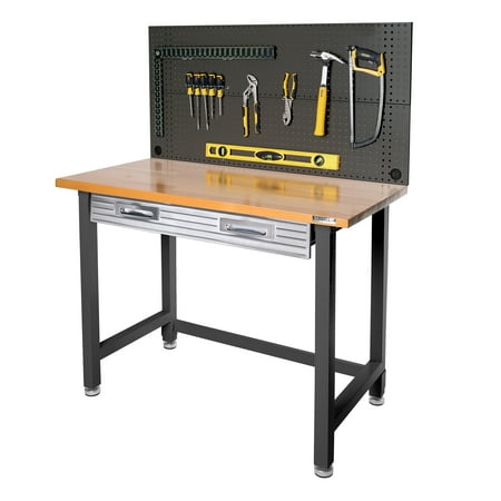 2 Station Workbench - Seville Classics UltraHD Commercial Heavy-Duty Workcenter, with Pegboard