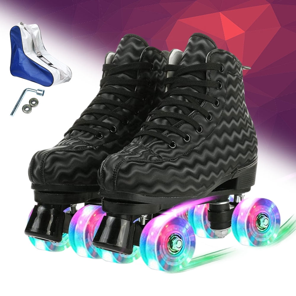 Comeon Unisex Roller Skates Adjustable High-top Roller Skates Double-Row Roller Skates Light Up Wheels for Boys and Girls 
