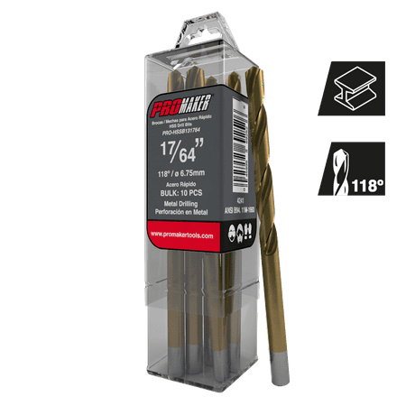 

HSS Tip Metal Drill Bits 17/64 (10PCs)