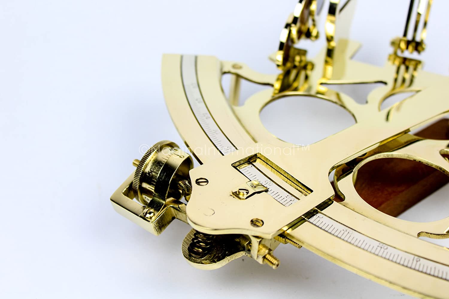 Vintage Solid Brass Sextant – Nautical Survey Replica With Leather Box, US Navy Style