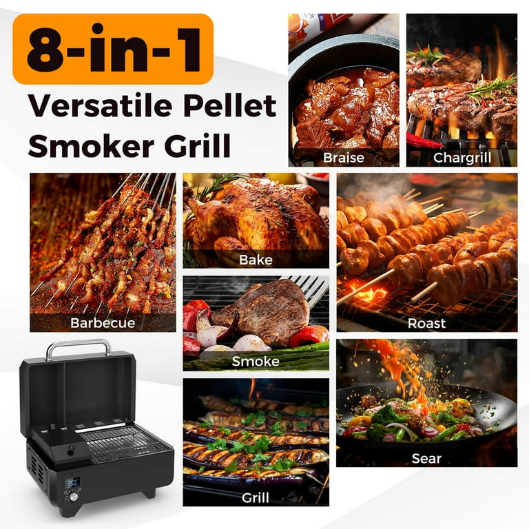 Grills Wood Pellet Grill & Smoker with Patio Cover, 7 in 1- Grill,700 Cooking Area, Roast, Sear, Bake,Smoke, Braise and BBQ with Electric Digital Controls for Outdoor,Garden Grills Wood Pellet Grill & Smoker with Patio Cover, 7 in 1- Grill,700 Cooking Area, Roast, Sear, Bake,Smoke, Braise and BBQ with Electric Digital Controls for Outdoor,Garden
