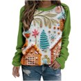thumbnail image 2 of Offres de Liquidation! Aqestyerly Haut de Noël Grande Taille Blouse à Manches Longues Imprimée de Noël pour Femmes Col Rond Tunique Décontractée, 2 of 3