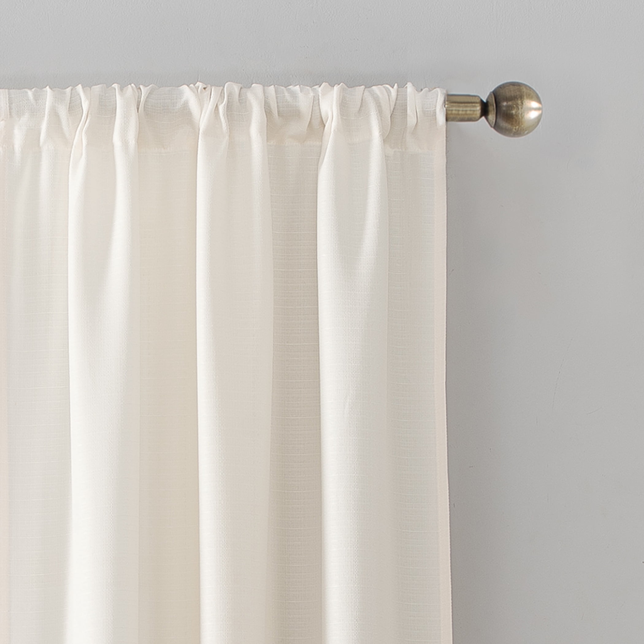 Mainstays Lauren Semi Sheer Textured Solid Rod Pocket Curtain, Single Panel, Cream, 38" W x 84"L