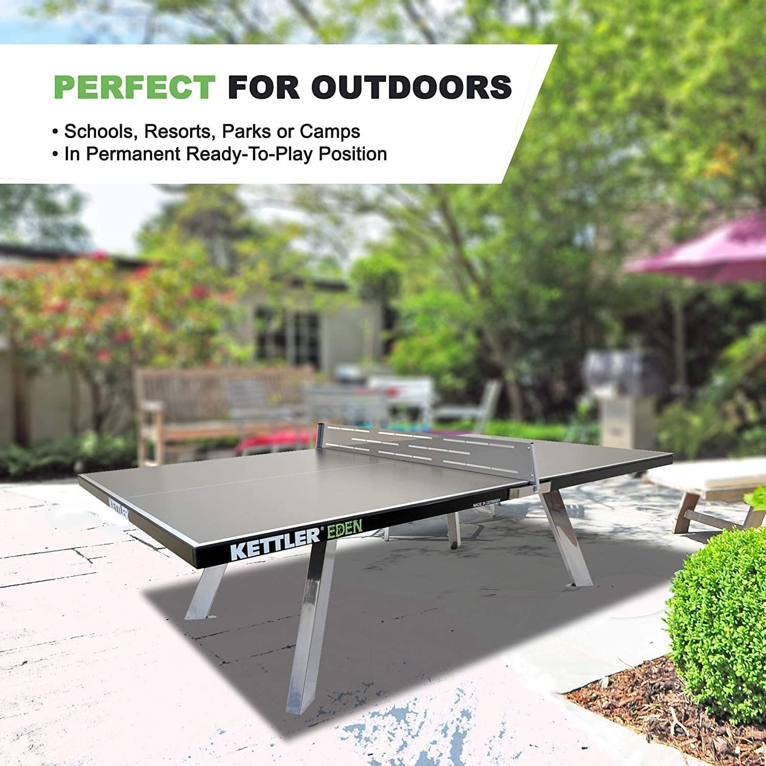 Kettler USA Table Tennis Table Net and Post Set Eden Tournament Grade Outdoor Table Tennis Table