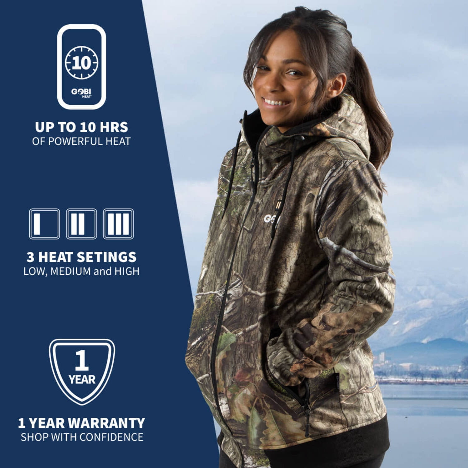 Shadow Women's Heated Hunting Hoodie - Available in Mossy Oak® and Real Tree® by Gobi Heat