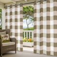 thumbnail image 5 of Outdoor Curtains for Patio Waterproof, Brown Plaid Windproof Pravicy Outside Porch Blackout Curtain, Spring Summer Farmhouse Buffalo Checkered Sun Blocking Grommets Curtains for Cabana Gazebo 54"x84", 5 of 9