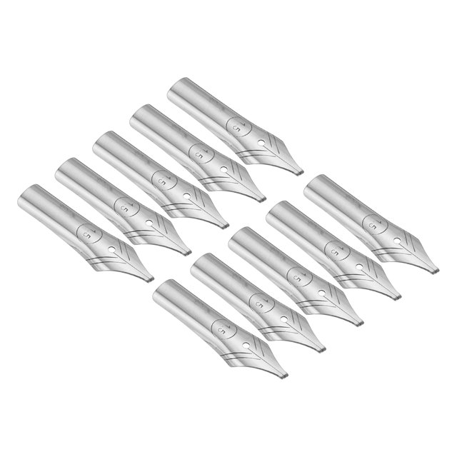 Unique Bargains 1.5mm Line Width Fountain Pen Nib Replacement 304 Stainless Steel for Drawing Writing 10 Pcs