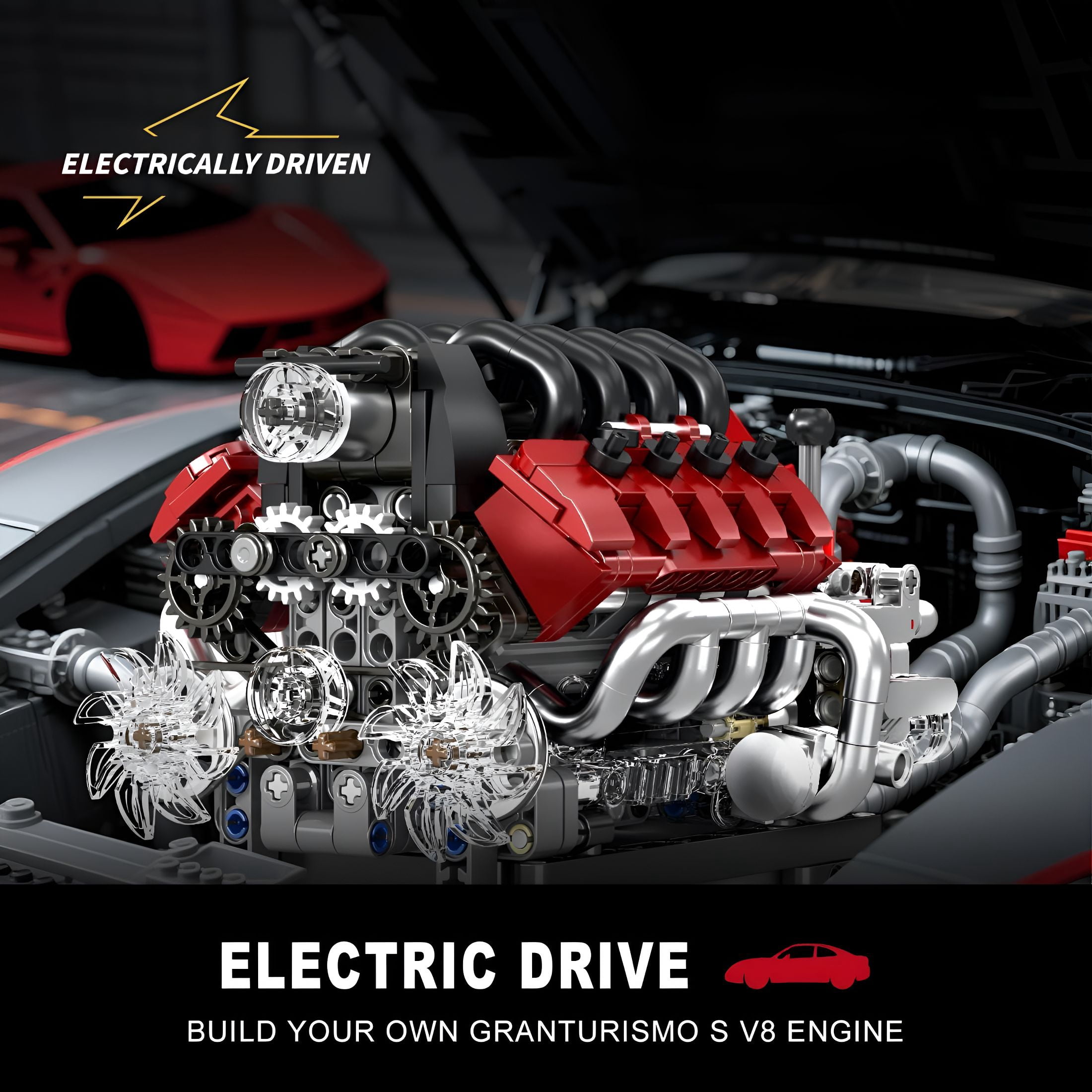 BESTSKY 2026 New 10227 V8 Engine Model Kit,787+Pcs Mini V8 Engine Kits That Runs,Build Your Own Car Model Engine with Gearshift&Motor,Building Blocks for Adults,Diy Construction Engineering Toy