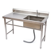 Miumaeov Commercial Kitchen Utility Sink with Stand 304 Stainless Steel Freestanding Kitchen Sink with Faucet and Worktable Multi-functional Shelf for Garage Restaurant Kitchen Laundry