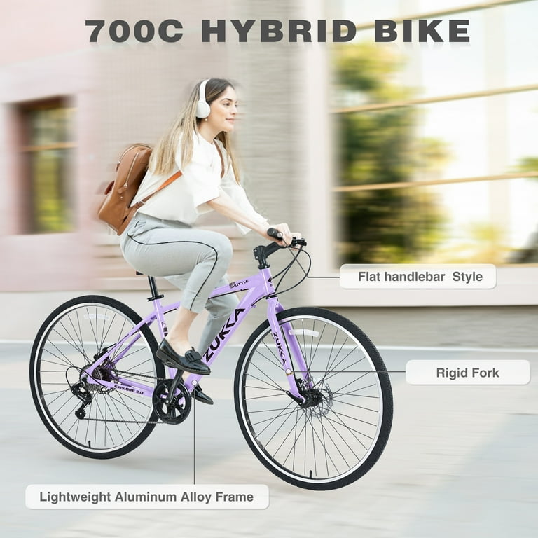 700C Hybrid Road Bike Shimano 7-Speed Adult Bike Steel Frame City