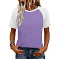thumbnail image 2 of Neewe Womens T Shirt Short Sleeve Crew Neck Basic Color Block Tee Tops, 2 of 9