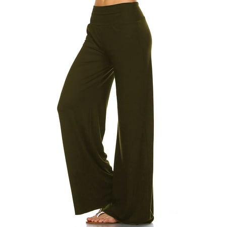 Simplicitie Women's Casual Wide Leg High Waist Bohemian Palazzo Pants - Regular and Plus Size - Made in USA