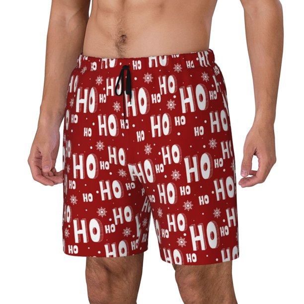 Balery Ho-Ho-Ho Bañador para hombre, shorts de playa de secado rápido con entrepierna y forro de compresión-XX-Large