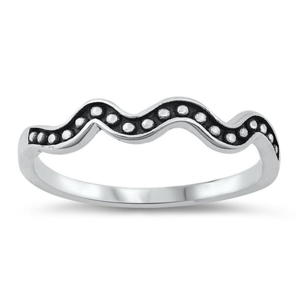 Oxidized Squiggle Ring .925 Solid Sterling Silver Band Jewelry Female Male Unisex Size 7