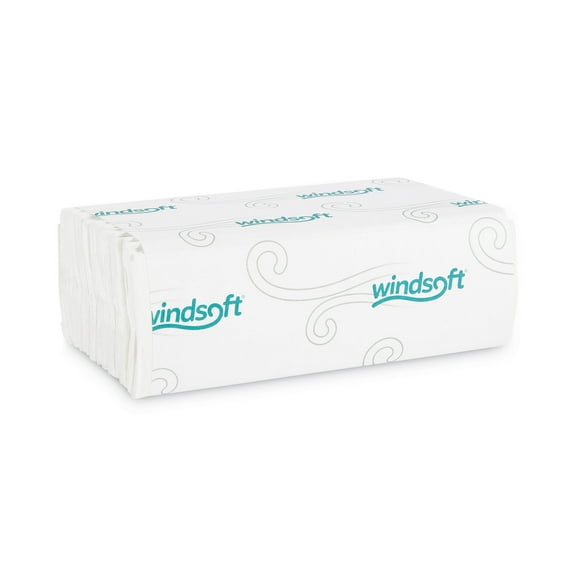Windsoft C-Fold Paper Towels, 1-Ply, 10.2 x 13.25, White, 200/Pack, 12 Packs/Carton