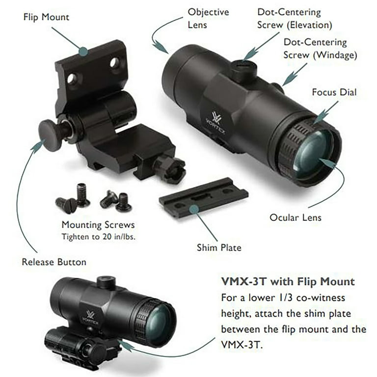 Vortex Optics VMX-3T 3X Red Dot Sight Magnifier Combo with