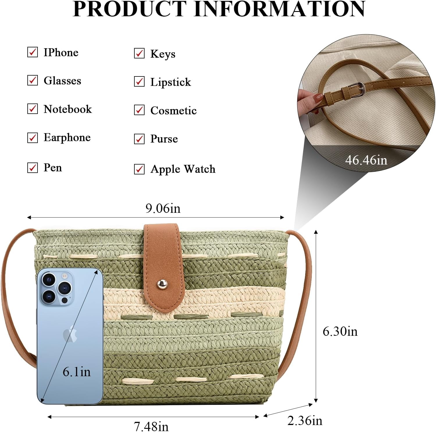 LinYooLi Straw Crossbody Bags for Women, Summer Straw Purse and Handbags Hand Woven Shoulder Clutch Bag for Vacation