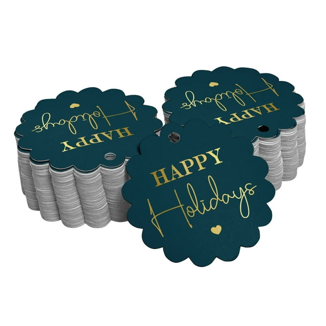 Inkdotpot Étiquettes en Papier Réelles Dorées Joyeuses Fêtes 100 Pcs