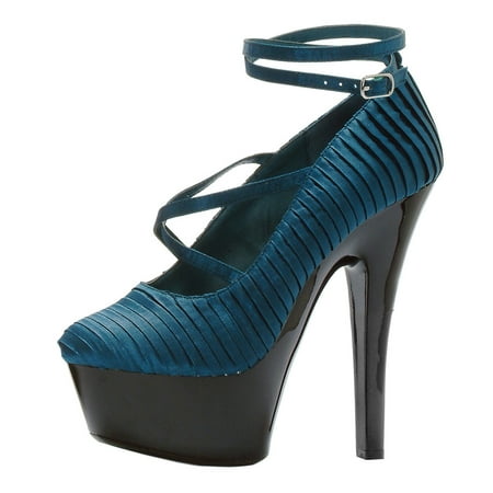 teal heels ankle pumps adjustable strap platform inch dark