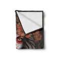 thumbnail image 2 of Day of the Dead Soft Flannel Fleece Throw Blanket, Spanish Woman with Calavera Makeup Art and Flower Blooms, Cozy Plush for Indoor and Outdoor Use, 50" x 60", Army Green Salmon, by Ambesonne, 2 of 6