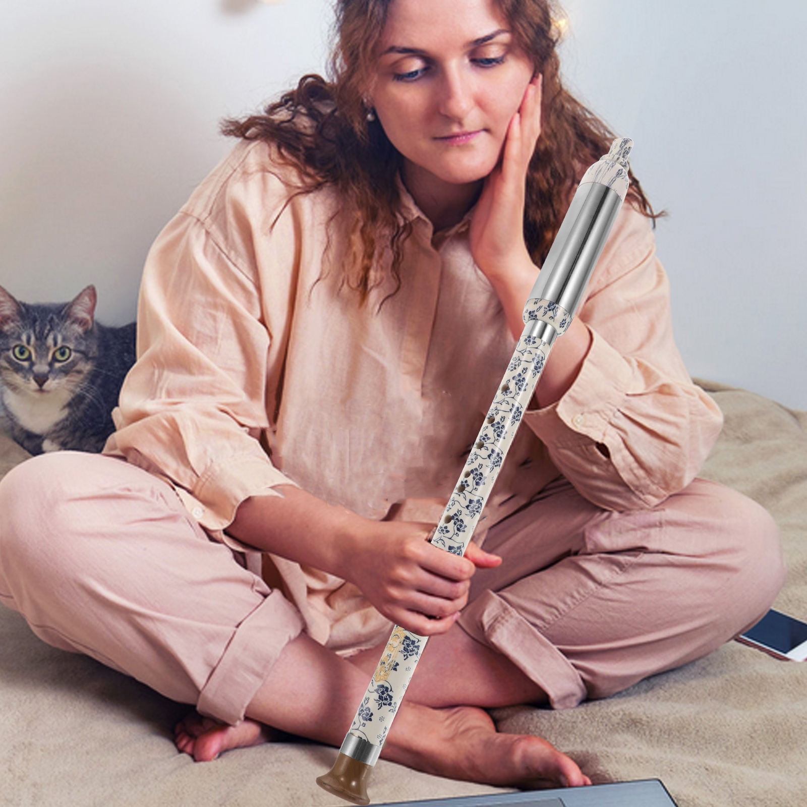 RENACLIPY Sky Ethnic Vertical Bawu Flute and Stainless Steel G Tuning Detachable Musical Instrument for Decor