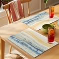 thumbnail image 4 of Yellow Blue Ombre Placemats Set of 6 Abstract Modern Art Fluid Striped Place Mats Indoor Wipeable Table Mats Washable Cloth Dining Table Placemats for Kitchen Holiday Party Home Decor 13x19 Inch, 4 of 9