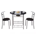thumbnail image 7 of Hassch 3 Pieces Dining Set for 2 Person, Kitchen Breakfast Table Set with Storage Rack & Metal Frame for Living Room Apartment, Space Saving, Black, 7 of 7