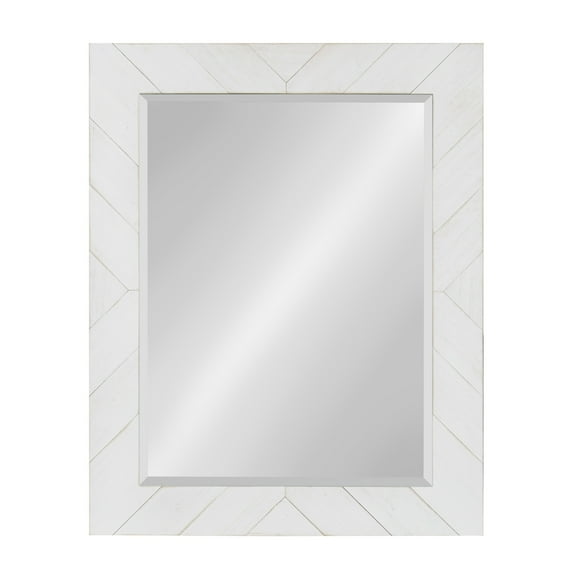 DesignOvation Rost Pieced Wood Framed Wall Accent Mirror, 23.5x29.5, White