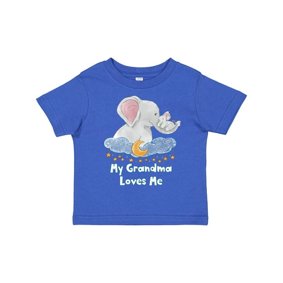 Inktastic My Grandma Loves Me Cute Elephants Clouds Moon and Stars Boys or Girls Toddler T-Shirt