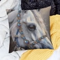 thumbnail image 2 of BANET Horse Pillow Case,Beautiful White Horse Cushion Cover Square Standard Home Decorative for Men/Women White Gray 12x12in, 2 of 5