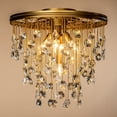 thumbnail image 4 of 5-Light 20'' Modern Antique Gold Flush Mount With Rain Drop Crystal Shade, 4 of 7