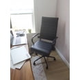 thumbnail image 3 of 2xhome Black Contemporary Mid Century Modern High Back Tall Ribbed PU Leather Swivel Tilt Adjustable Chair with Back Swivel Wheels Executive Office Conference Room Work Task on Black Base, 3 of 13