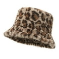 thumbnail image 7 of Waroomhouse Women Winter Hat Flat Dome Leopard Print Basin Hat Thickened Warm Plush Bucket Hat Warm Knit Outdoor Hat, 7 of 7