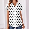 thumbnail image 3 of Bbyeadc Women's Blouses Casual Short Sleeve Collared Blouse Striped Print V-Neck Breathable Tops Casual Spring Tee,White(S), 3 of 6