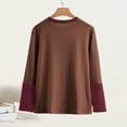 thumbnail image 4 of Sevevn Women's Fashion Casual Round Neck Internal Construction Solid Color Shirt Long Sleeve Top Coffee XXXL Holiday Gift Finder, 4 of 6